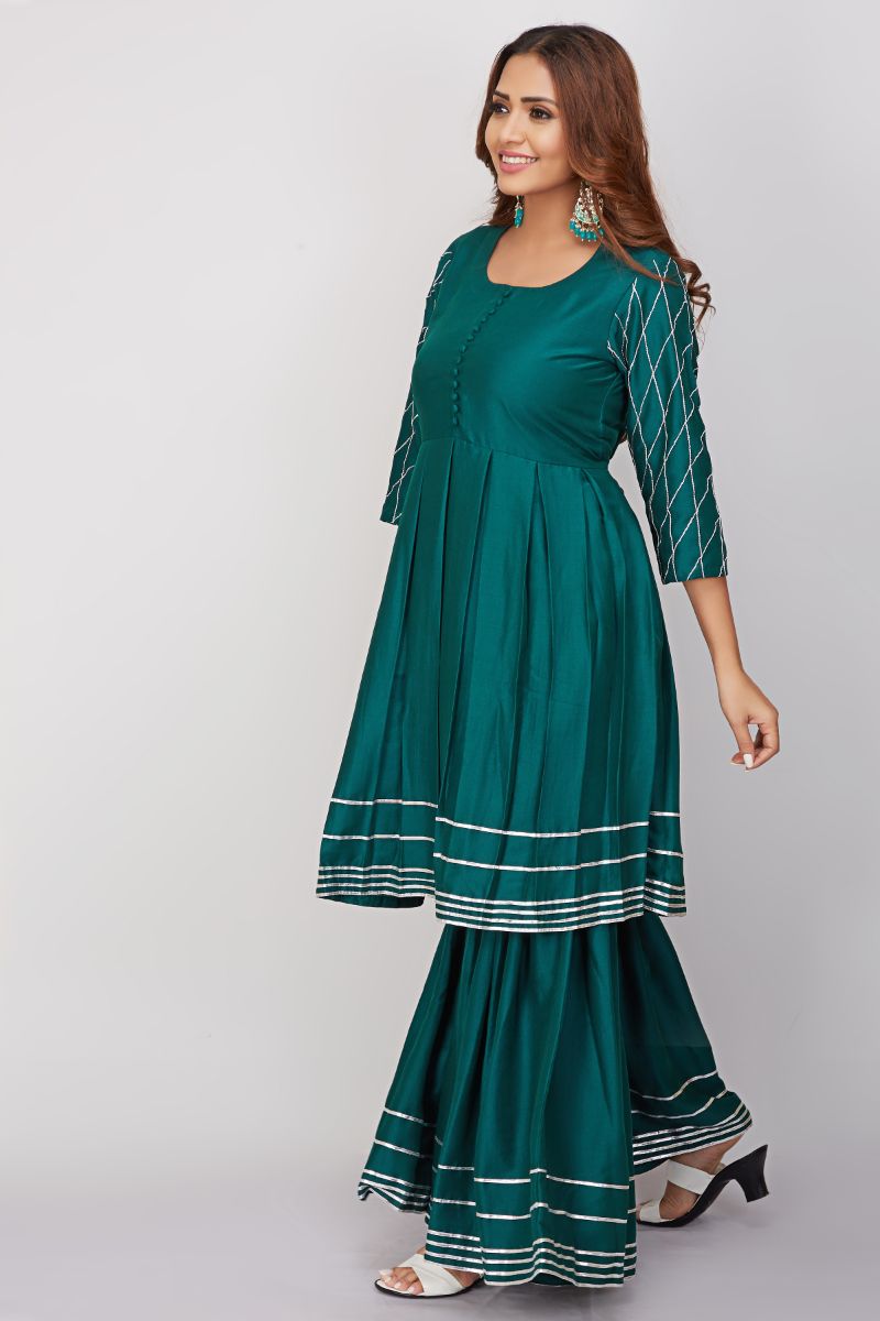 Gharara Set In Chinon With Gota Patti