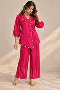 Sequin Embellished Festive Co-Ord Set - Rani Pink