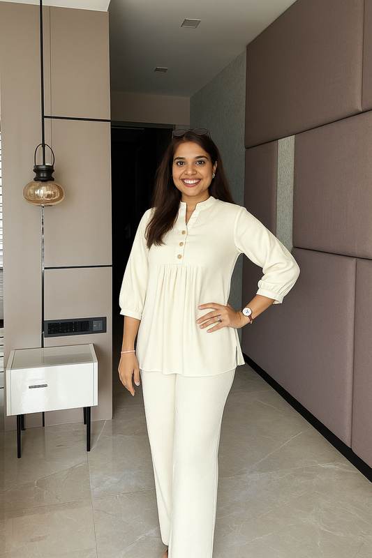 Textured Office Wear Co-ord Set White