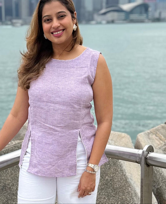 Lavender Pearl-Detail Grace Top