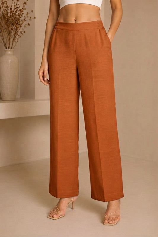 Essential Cotton Lycra Pants – Brick