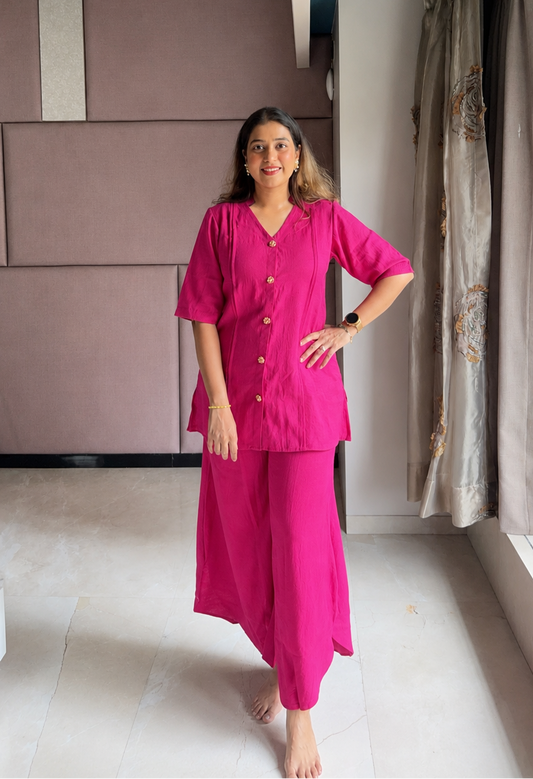 Vibrant Pink Co-ord Set with Fancy Pants