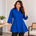 Cobalt Blue Solid A-Line Everyday 100% Cotton Top