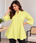 Butter Yellow Solid A-Line Everyday 100% Cotton Top