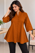 Rust Solid A-Line Everyday 100% Cotton Top