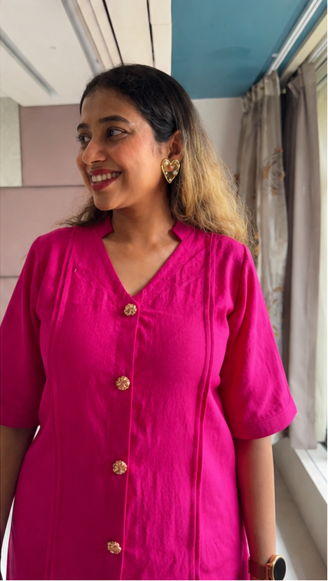 Vibrant Pink Co-ord Set with Fancy Pants