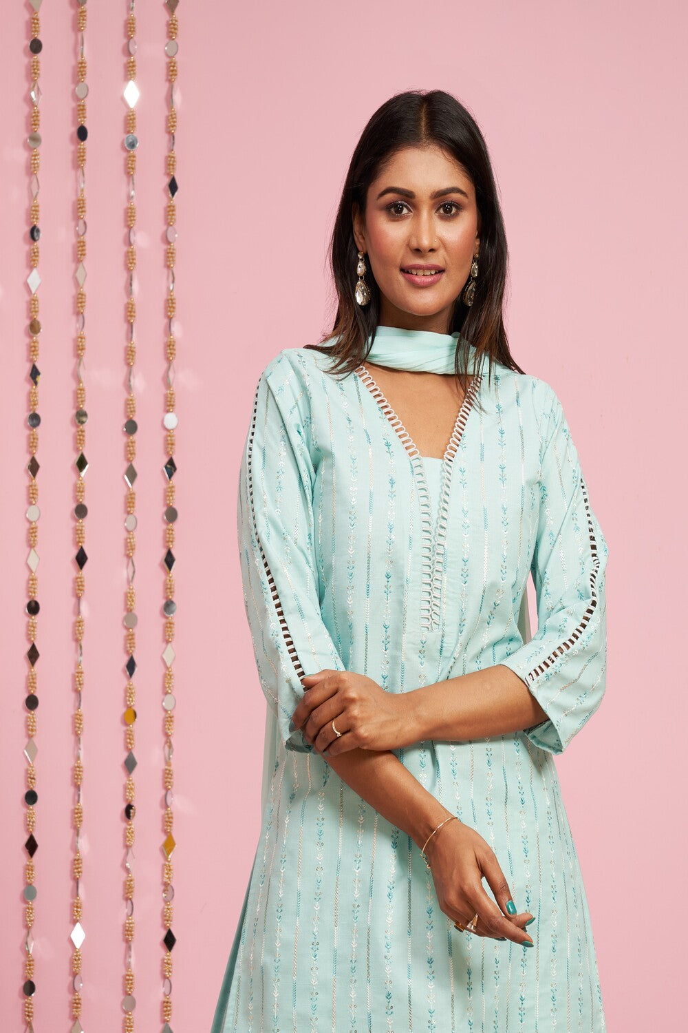 Embroidered Kurti Set With Dupatta