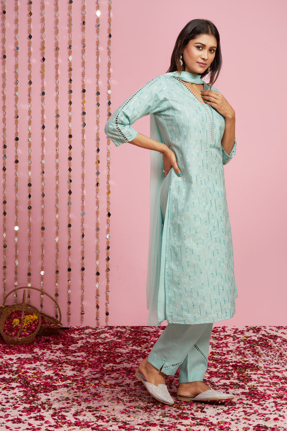 Embroidered Kurti Set With Dupatta