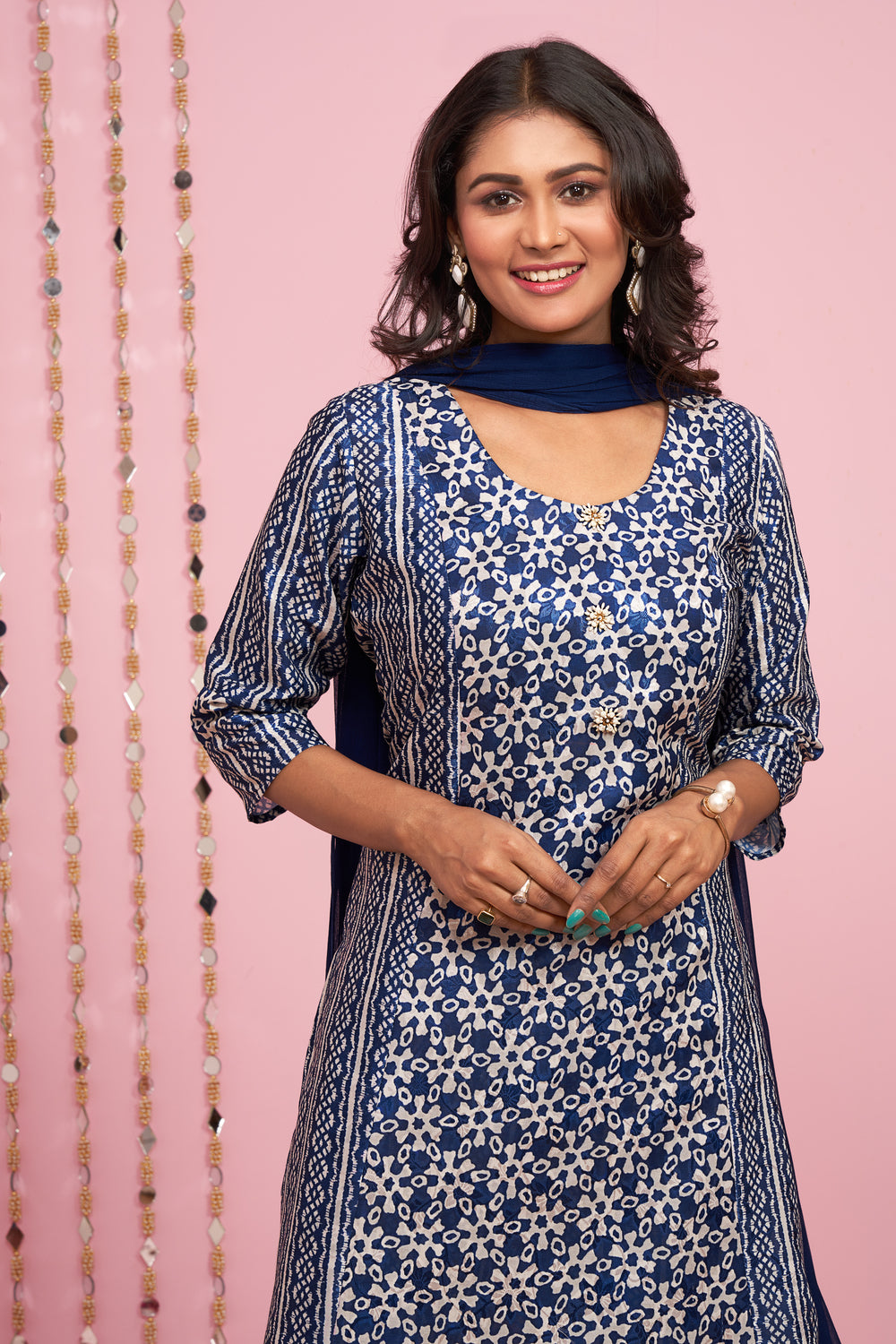 Printed Kurti Set With Plain Dupatta