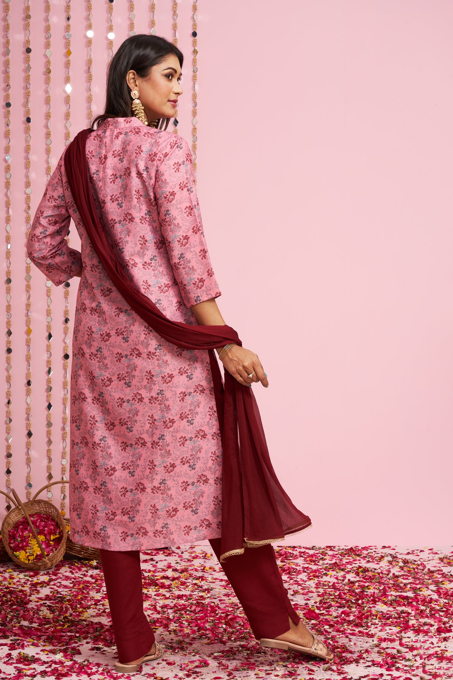 Floral Printed Kurti Set With Dupatta