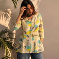 Abstract Leaf Printed Short Tunic