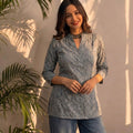 Slate Blue Printed Short Tunic
