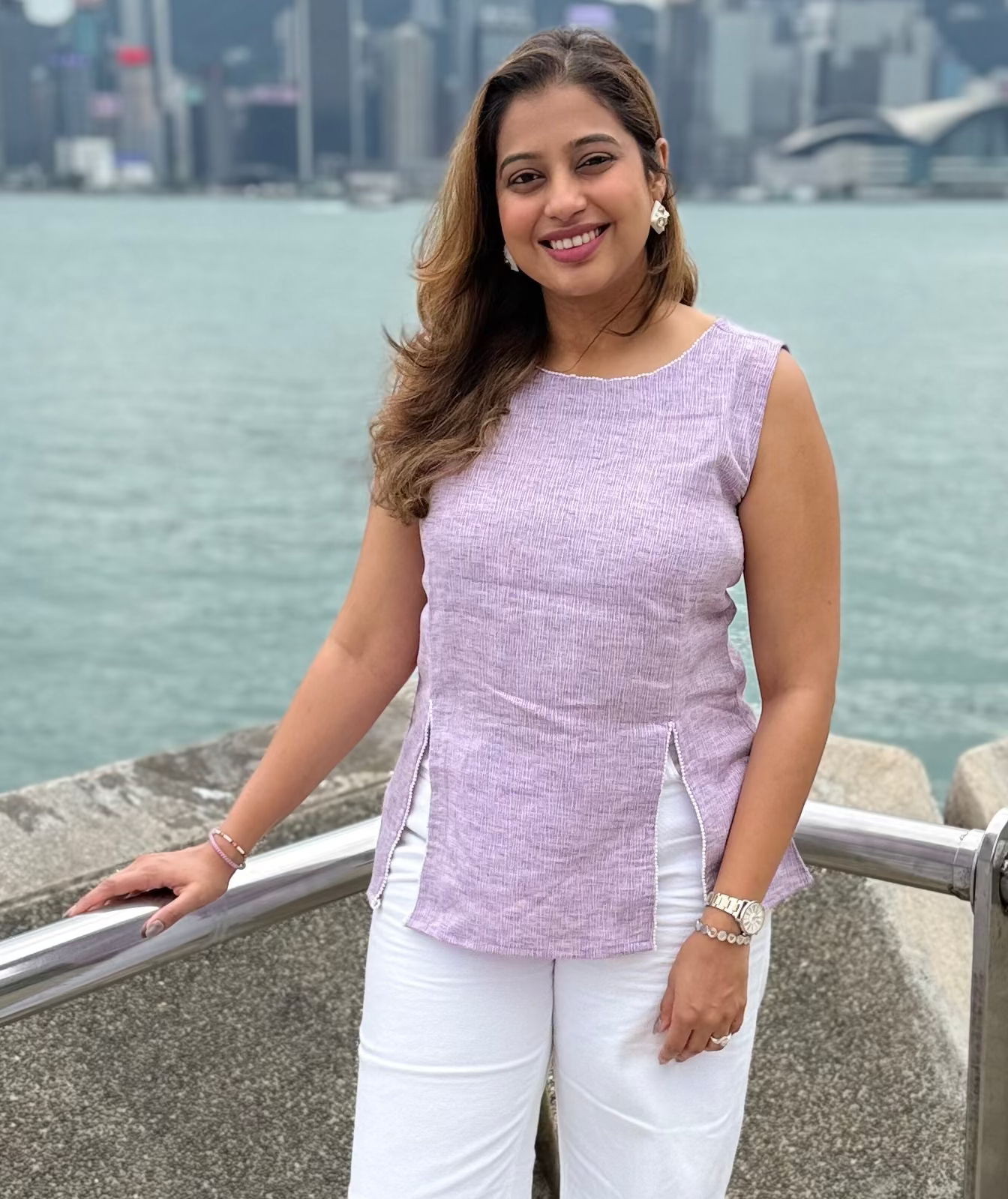 Lavender Pearl-Detail Grace Top