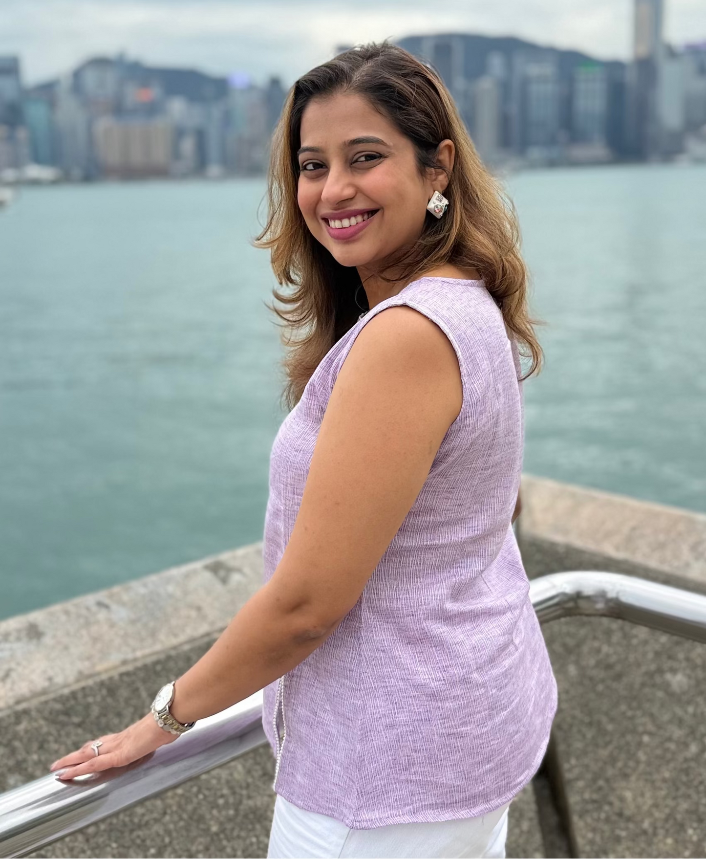 Lavender Pearl-Detail Grace Top