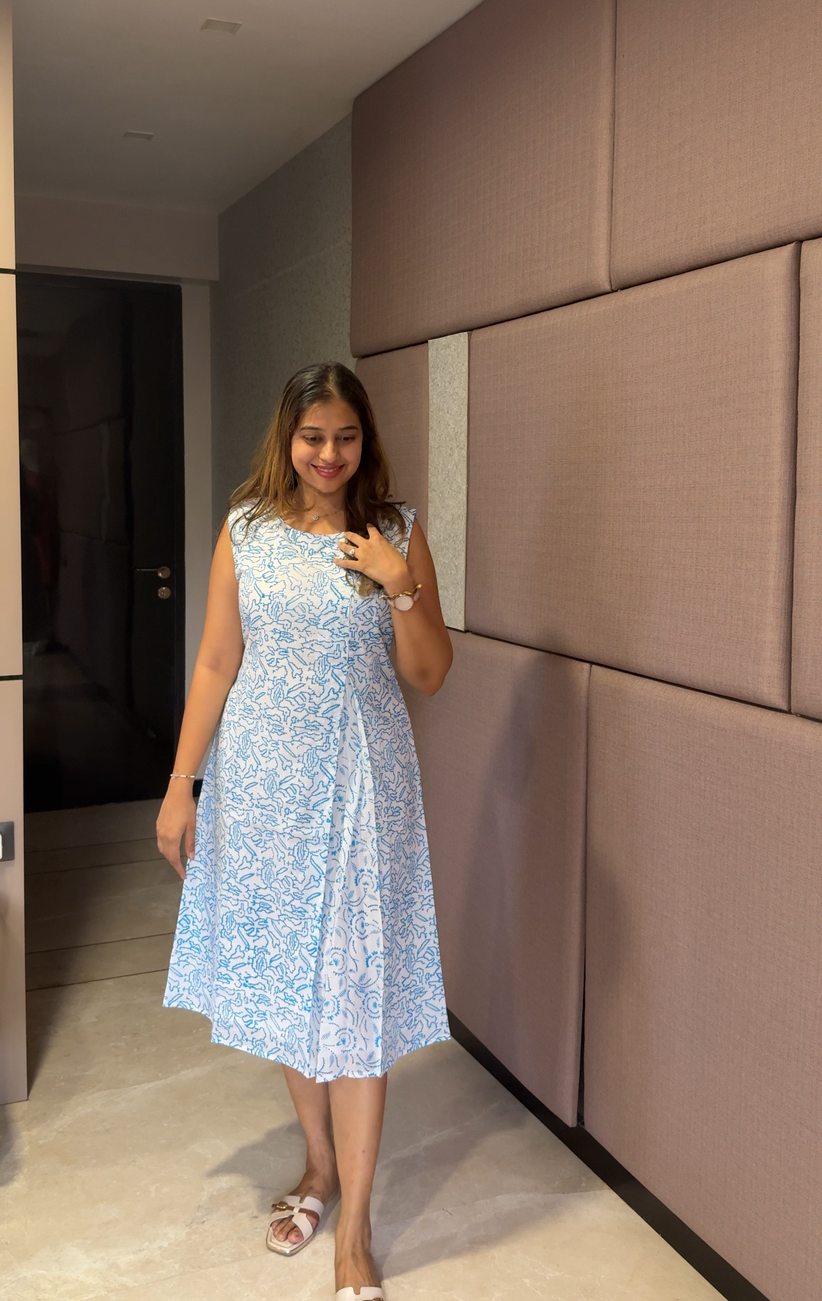 women printed a line dress Punch Pink A-line Maxi Dress for Women, Hand Block Printed Linen Dress, Linen Shirtdress, Plus Size, Custom Made, Made to Order