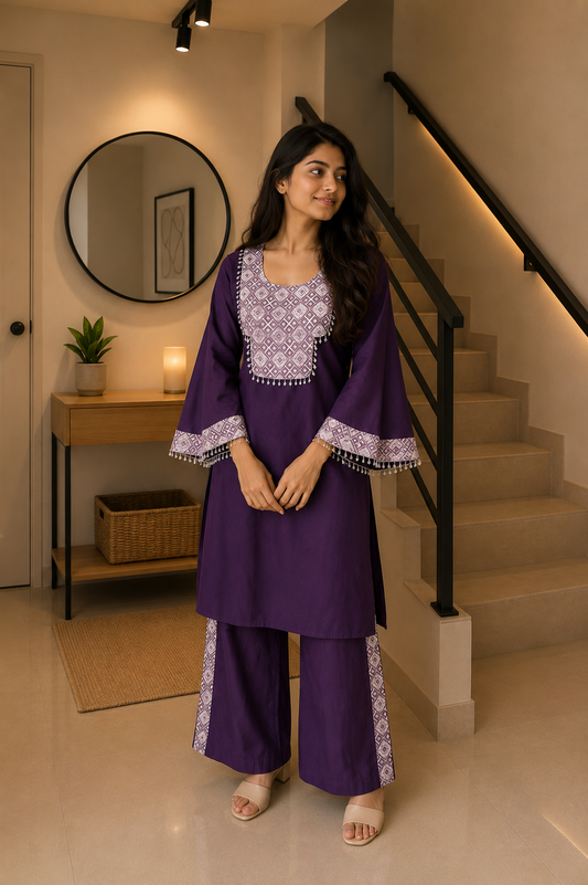 Royal Amethyst Embellished Co-Ord Set