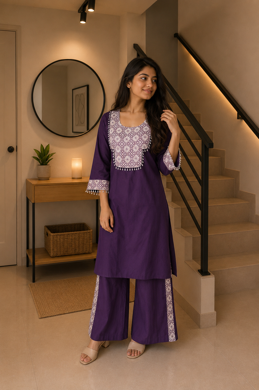 Royal Amethyst Embellished Co-Ord Set