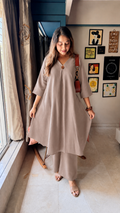 Mauve Linen Kurti Set