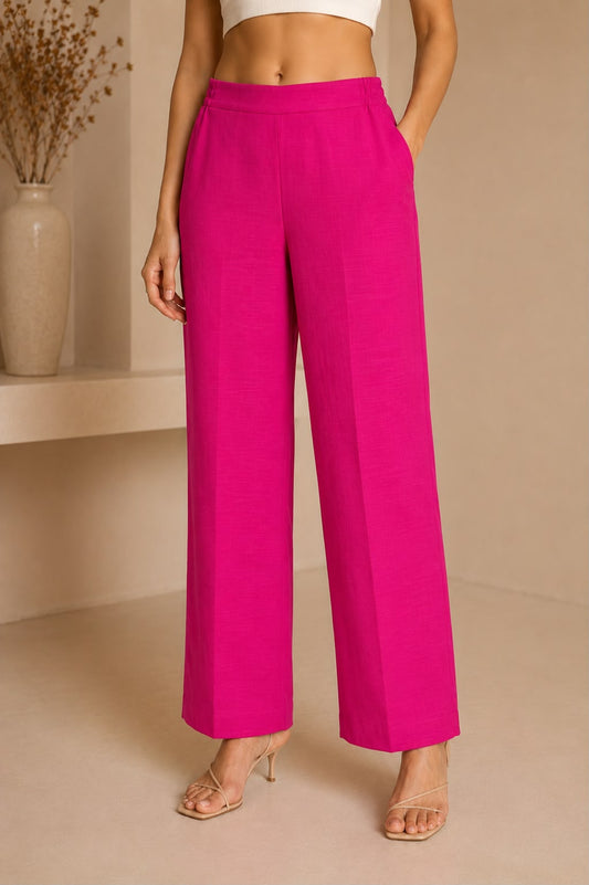 Essential Cotton Lycra Pants – Hot Pink