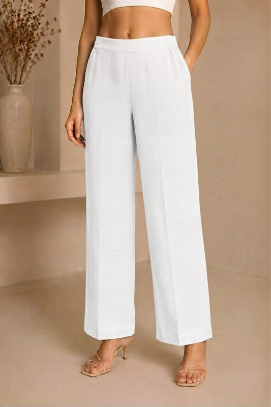 Essential Cotton Lycra Pants – White