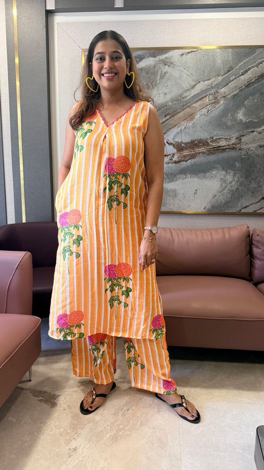Sunlit Bloom Printed Linen Co-ord Set
