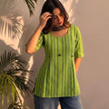 Green Stripe Structured Short Tunic