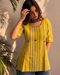 Yellow Stripe Structured Short Tunic