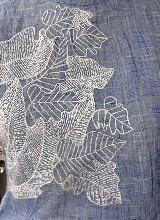Azure Bloom Cotton Kurta Set With Full Lining & Separate Sleeves