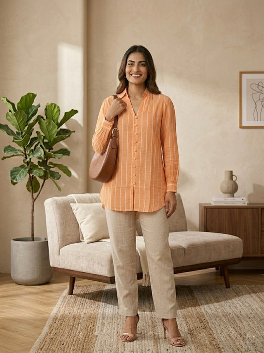 Apricot Stripe Cotton Top