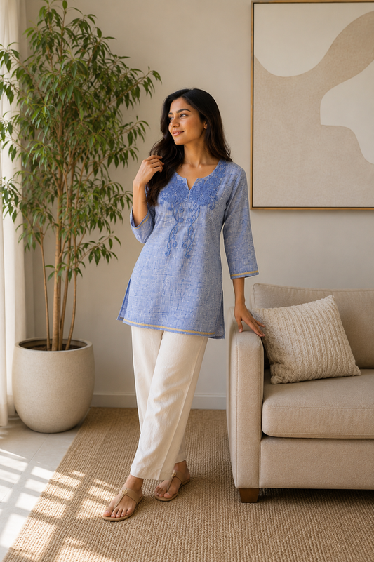 Bluebell Embroidered Modest Tunic
