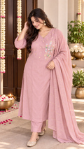 Blush Embroidered Kurta Set With Dupatta