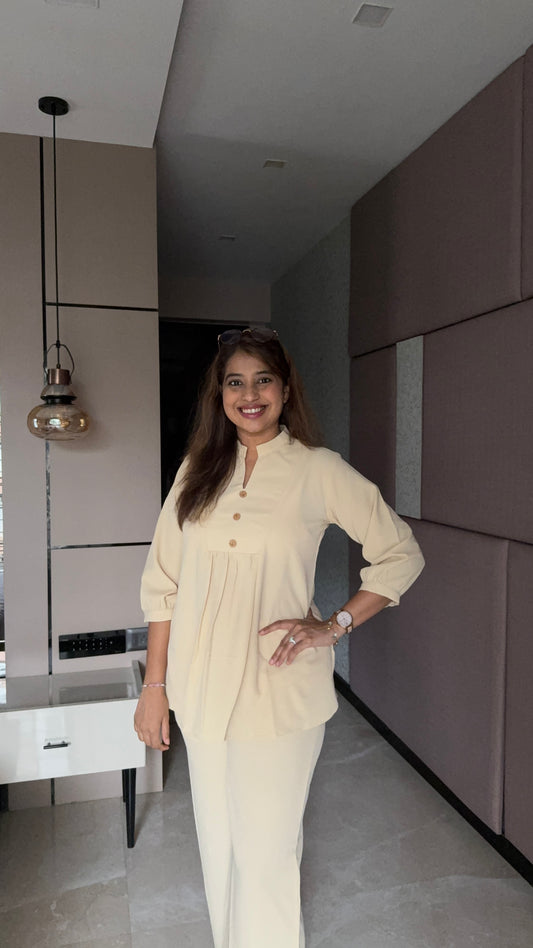 Textured Office Wear Co-ord Set Beige