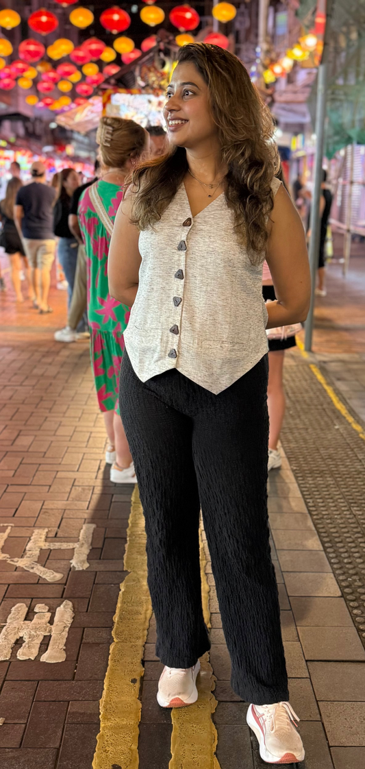 Grey Cotton-Fusion Vest Top