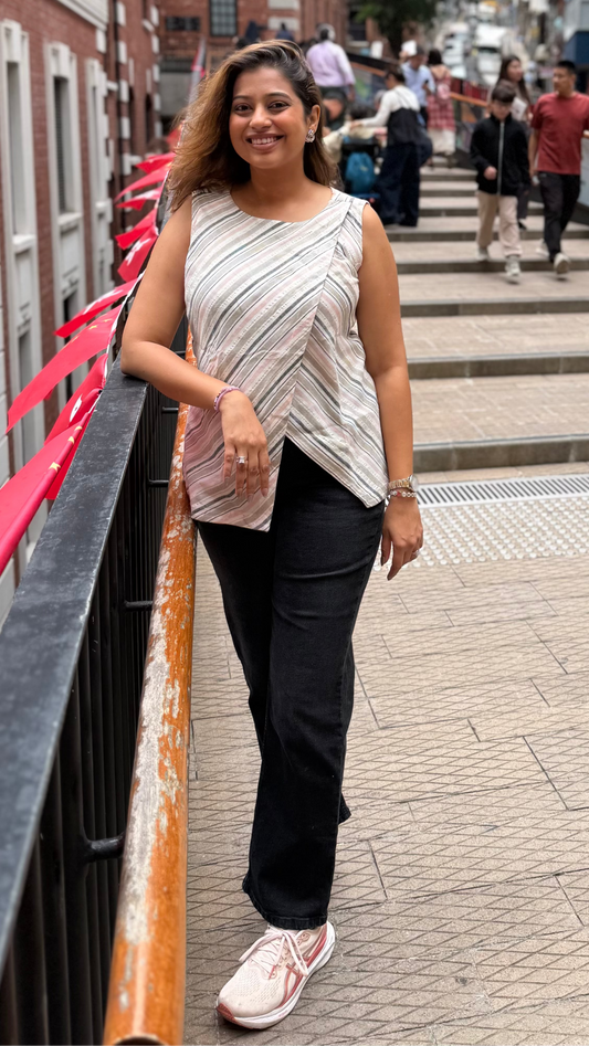 Lurex Stripe Cotton Top