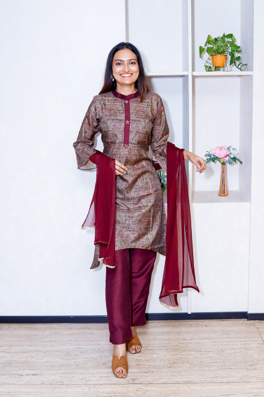 Printed Kurti Set With Dupatta