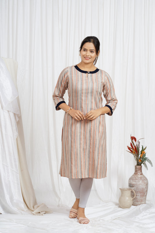 Multi Color Stripes Printed Kurti