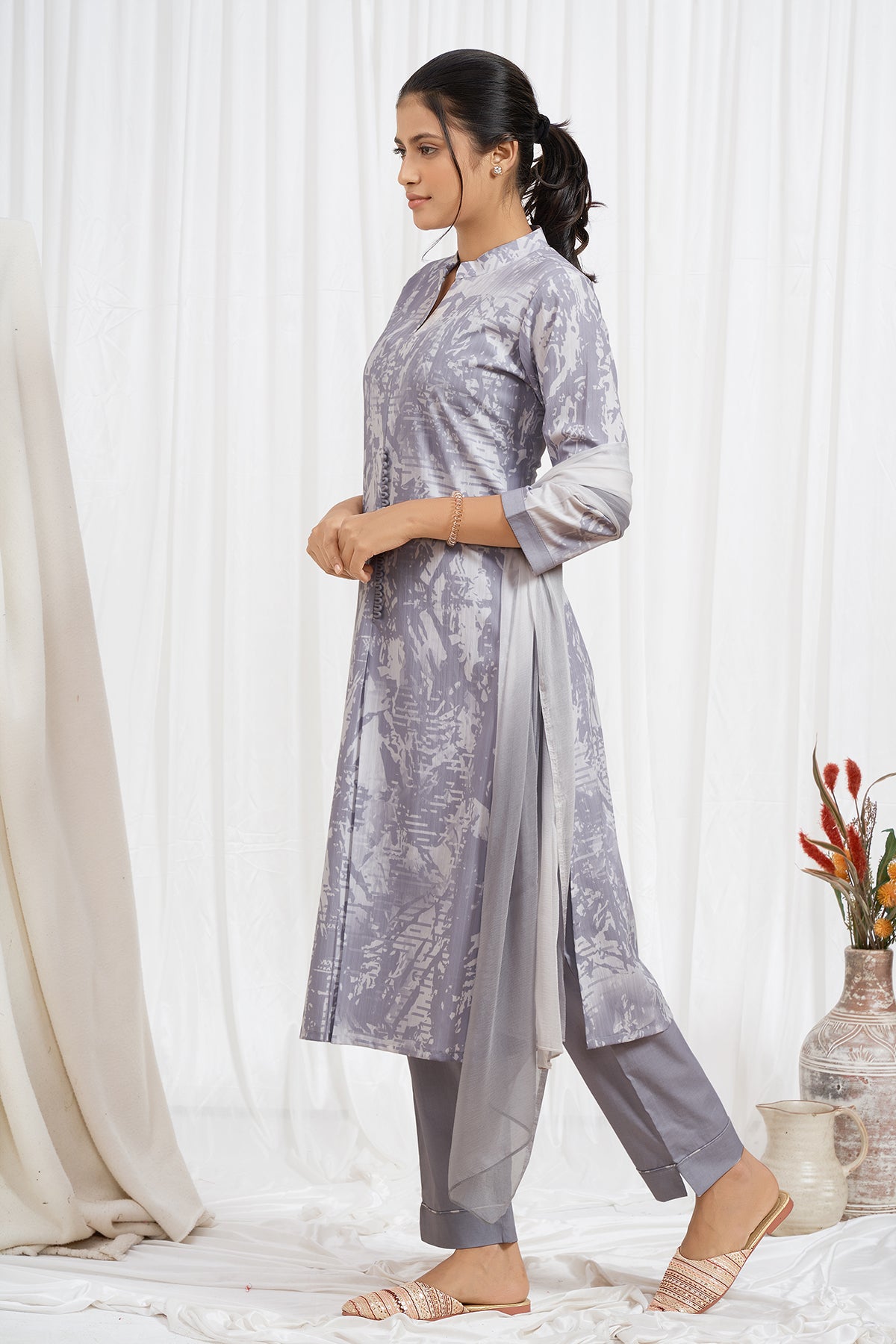 Heather Printed Kurti And Dupatta