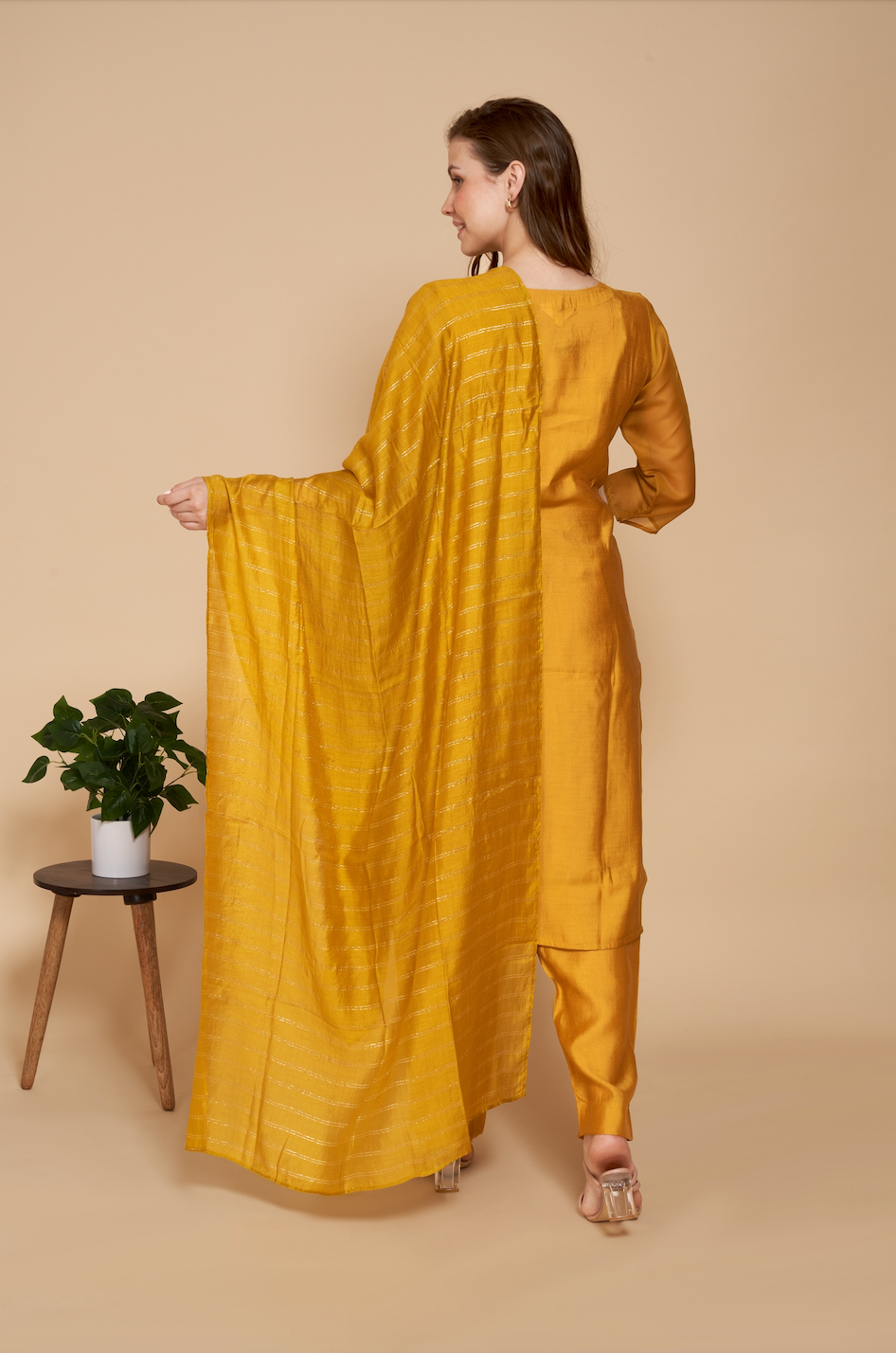 Kurti Set With Silk Embellished Dupatta