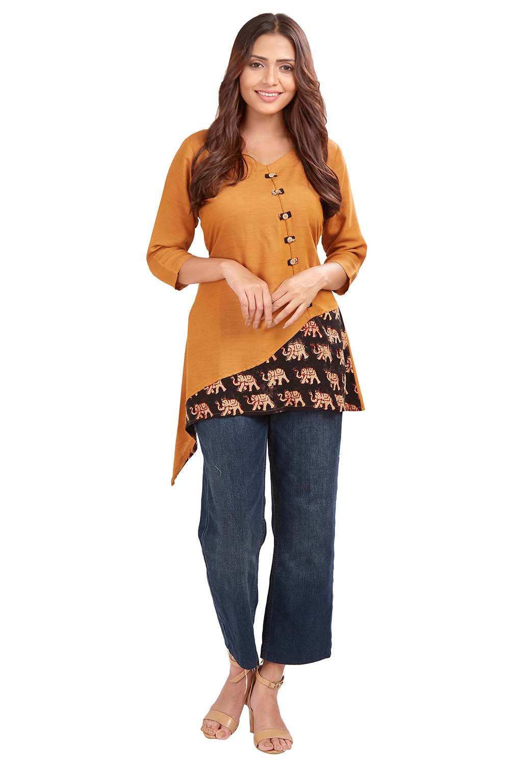 Tangerine Elephant Print Tunic