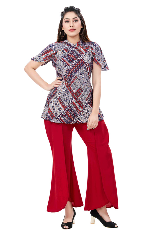 Cape Sleeve Tunic With Tulip Pants