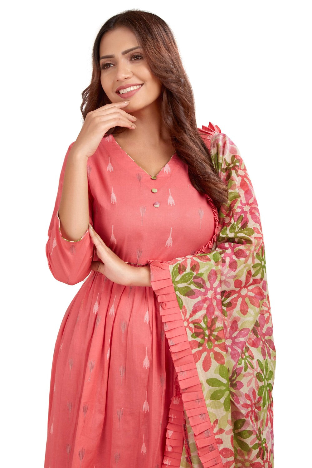 Floral Printed Kurti Set With Dupatta