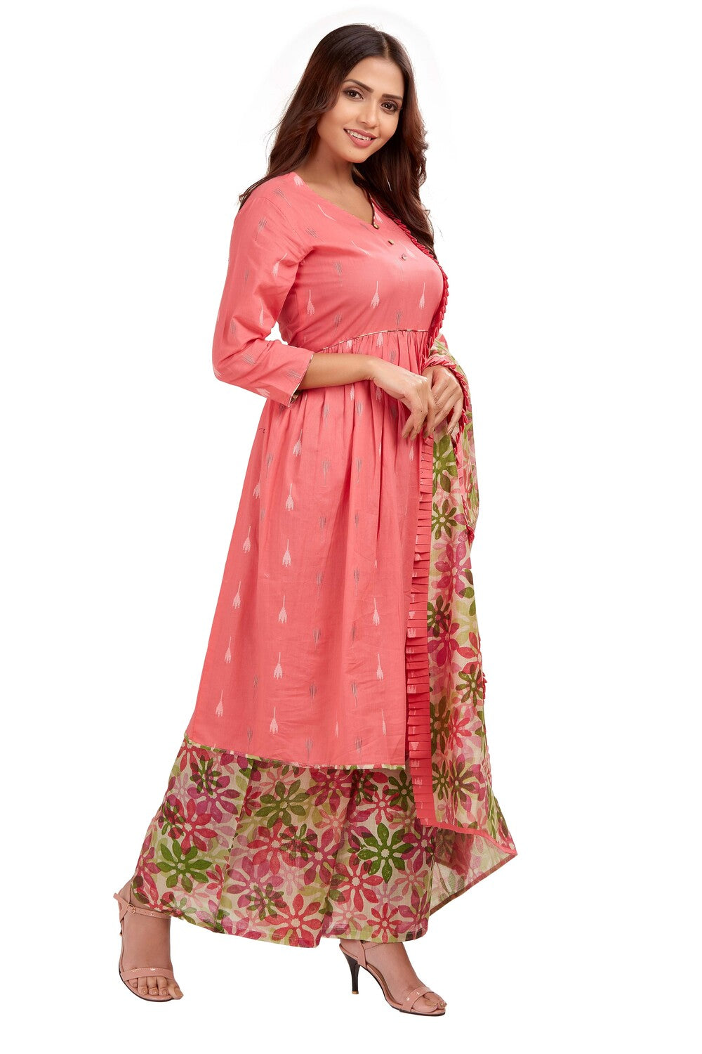 Floral Printed Kurti Set With Dupatta