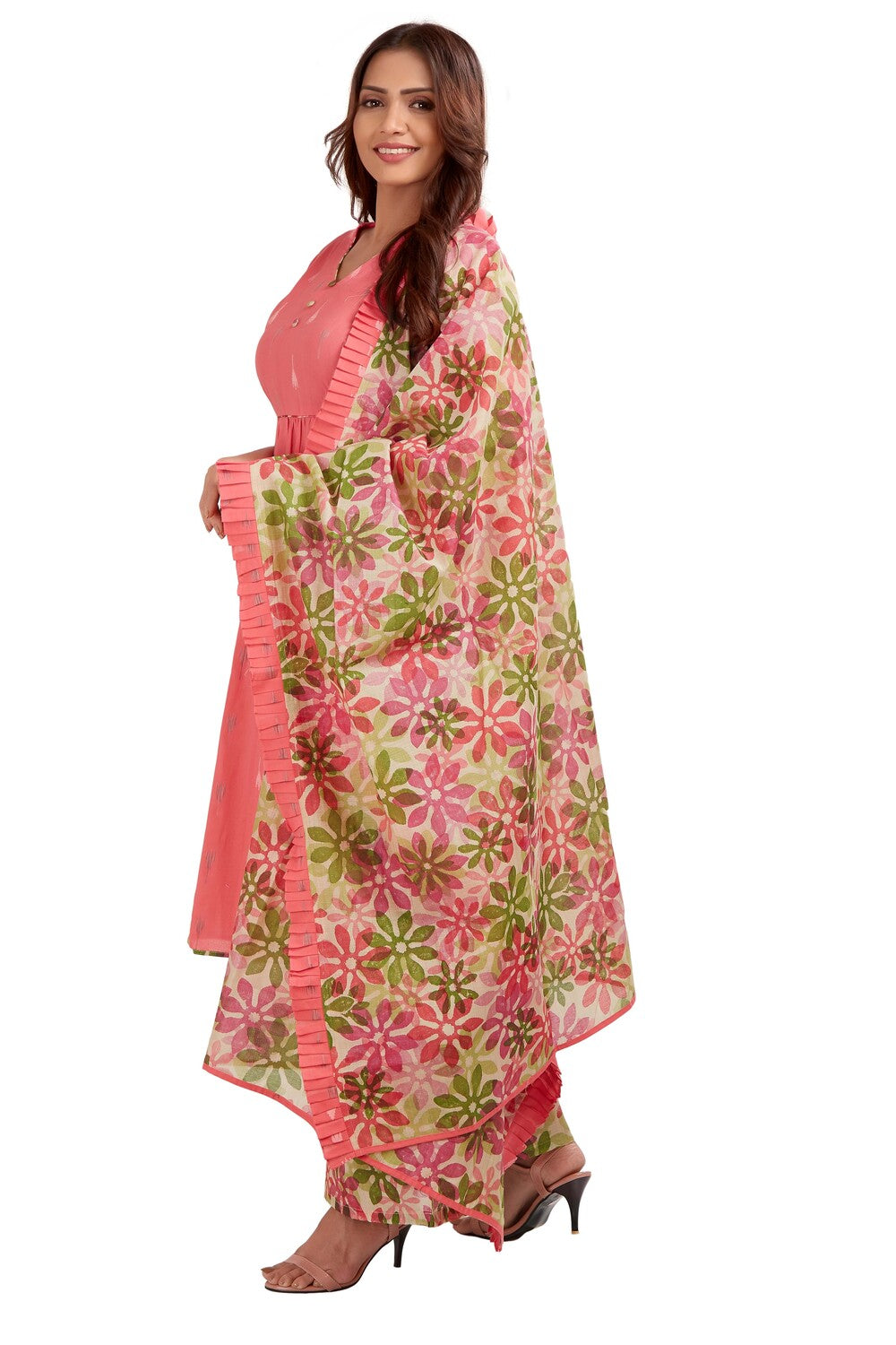 Floral Printed Kurti Set With Dupatta