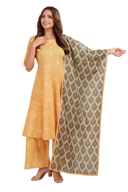 A-line Kurti Set With Printed Dupatta