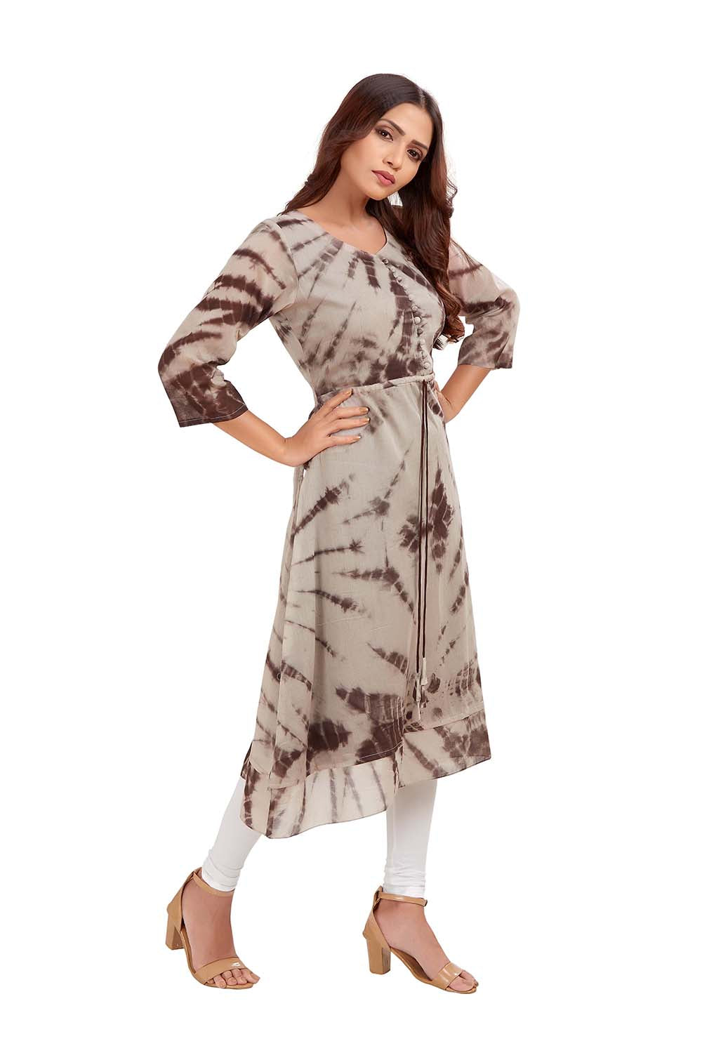 Tie Dye Printed Asymmetric Kurti