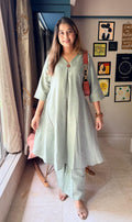 Sage Green Linen Kurti Set