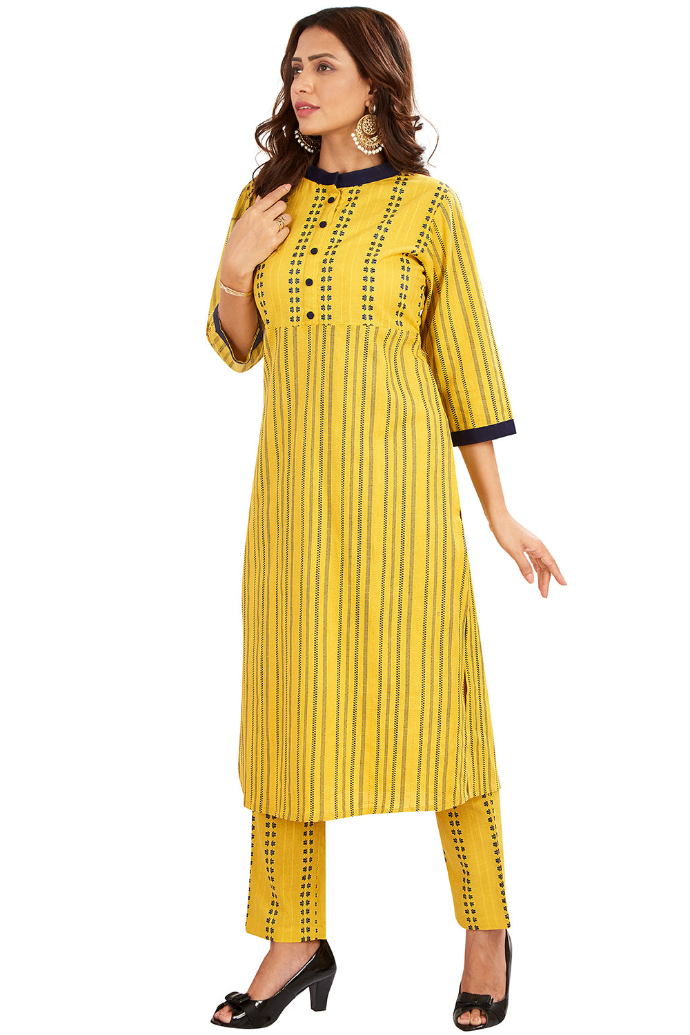 Collar Neck Kurti Set