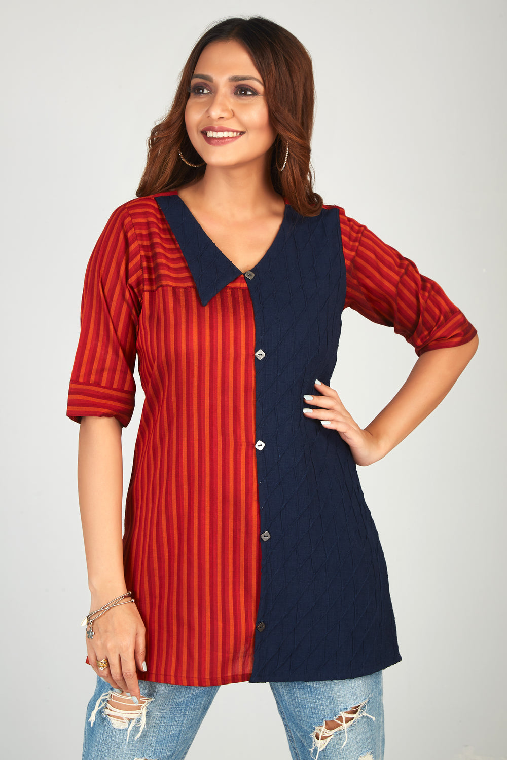 Multi Colour Stripes Printed Tunic