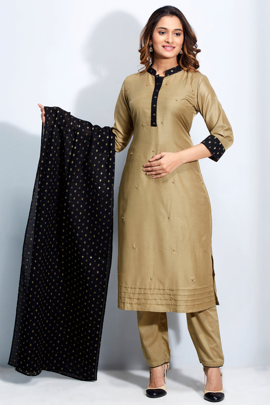 Pearl Embellished Kurti Set With Dupatta