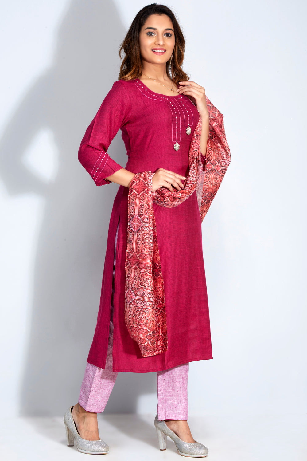 Kurti Set With Printed Dupatta